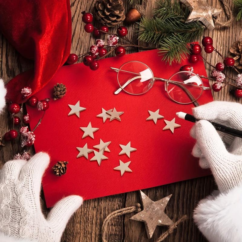 100pcs Star Shape Wooden Cutouts for 4th of July Patriotic Craft Project