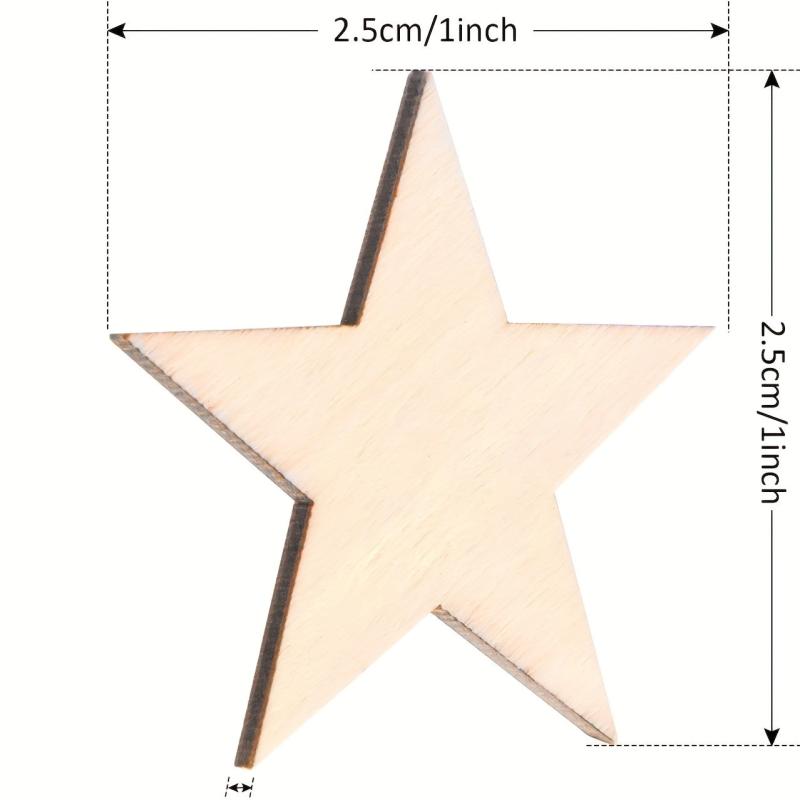 100pcs Star Shape Wooden Cutouts for 4th of July Patriotic Craft Project