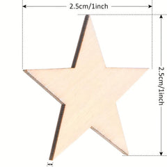 100pcs Star Shape Wooden Cutouts for 4th of July Patriotic Craft Project
