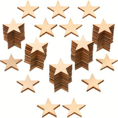 100pcs Star Shape Wooden Cutouts for 4th of July Patriotic Craft Project