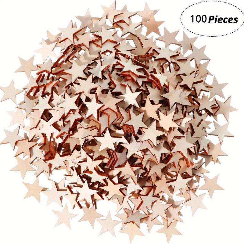 100pcs Star Shape Wooden Cutouts for 4th of July Patriotic Craft Project