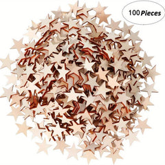 100pcs Star Shape Wooden Cutouts for 4th of July Patriotic Craft Project