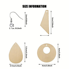 60pcs Unfinished Wooden Earrings Pendants DIY Kit
