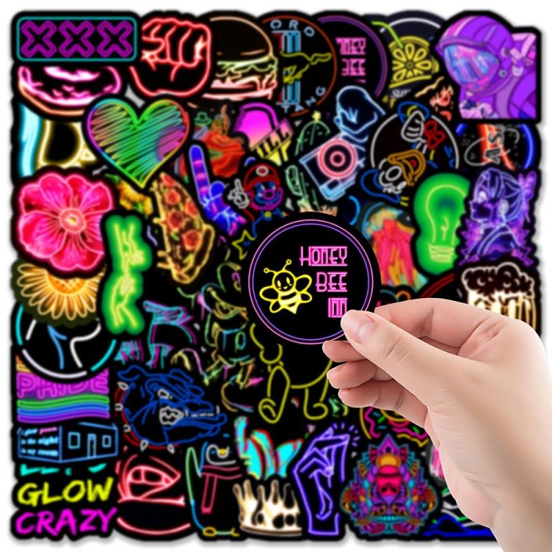 100pcs Neon Doodle Waterproof Stickers DIY Toys Scrapbook Luggage Skateboard