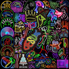 100pcs Neon Doodle Waterproof Stickers DIY Toys Scrapbook Luggage Skateboard