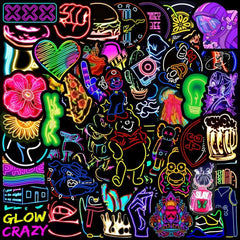 100pcs Neon Doodle Waterproof Stickers DIY Toys Scrapbook Luggage Skateboard