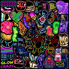 100pcs Neon Doodle Waterproof Stickers DIY Toys Scrapbook Luggage Skateboard
