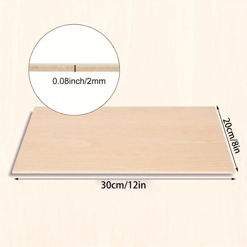 Basswood Sheets 2mm Thick Plywood 7.87x11.81inch Unfinished Wood Boards