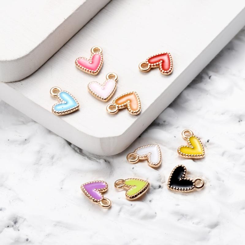 10 Pcs Metal Charms Heart Pendant for DIY Jewelry Making