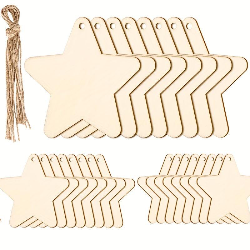 10pcs Unfinished Wooden Star DIY Christmas Decoration