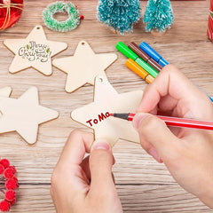 10pcs Unfinished Wooden Star DIY Christmas Decoration