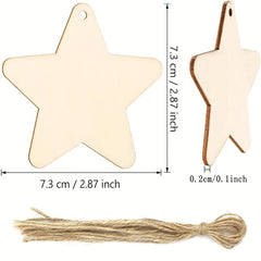 10pcs Unfinished Wooden Star DIY Christmas Decoration