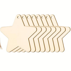 10pcs Unfinished Wooden Star DIY Christmas Decoration