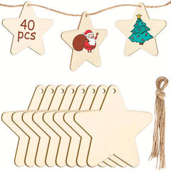 10pcs Unfinished Wooden Star DIY Christmas Decoration