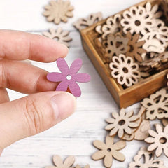 50pcs Wooden Cutouts Bird Butterfly Flower Slices Embellishments DIY Craft Mixed