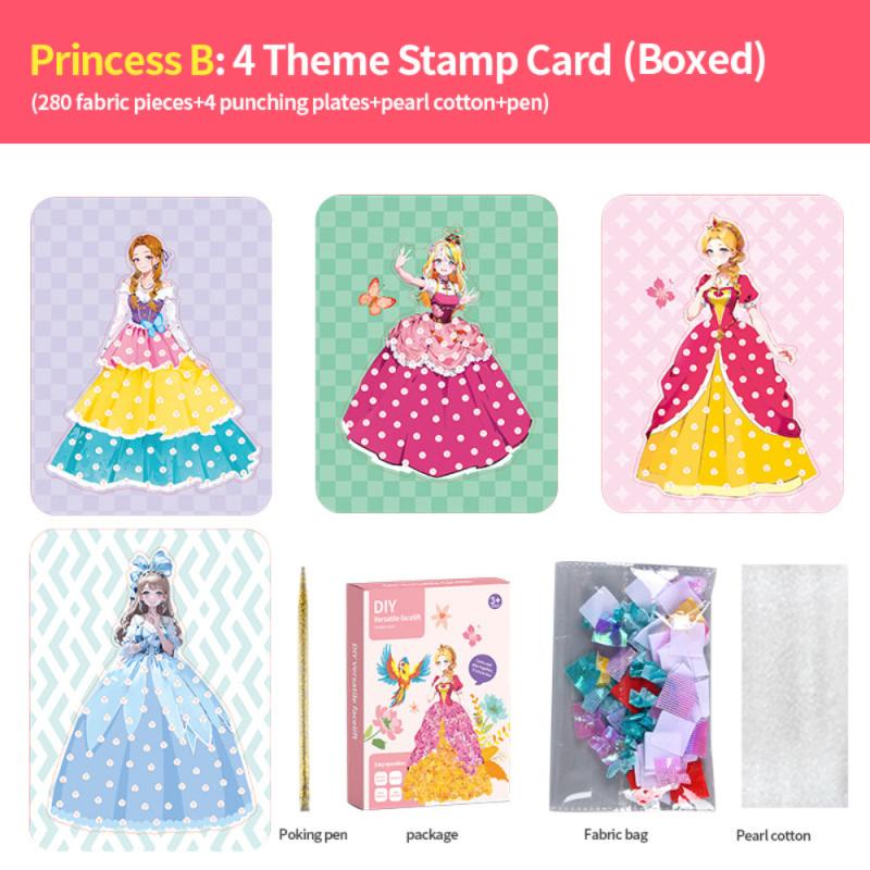 Magical Princess Sticker Book DIY Album With 280 Fabric Pieces