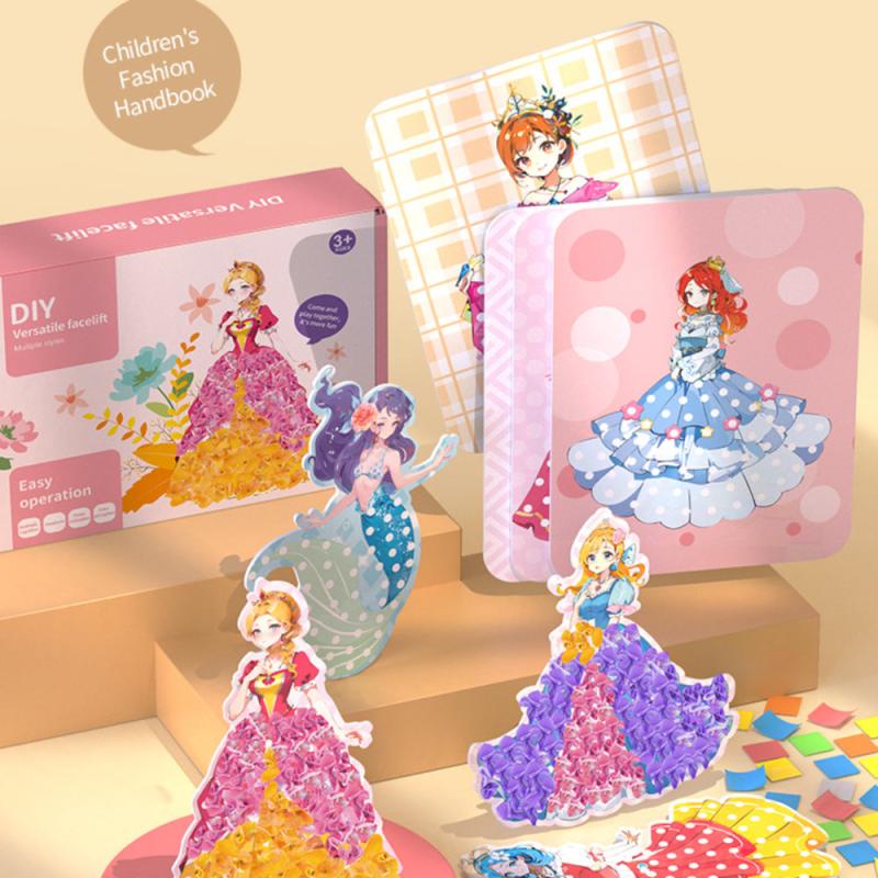 Magical Princess Sticker Book DIY Album With 280 Fabric Pieces