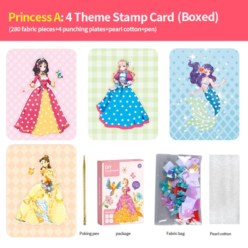 Magical Princess Sticker Book DIY Album With 280 Fabric Pieces
