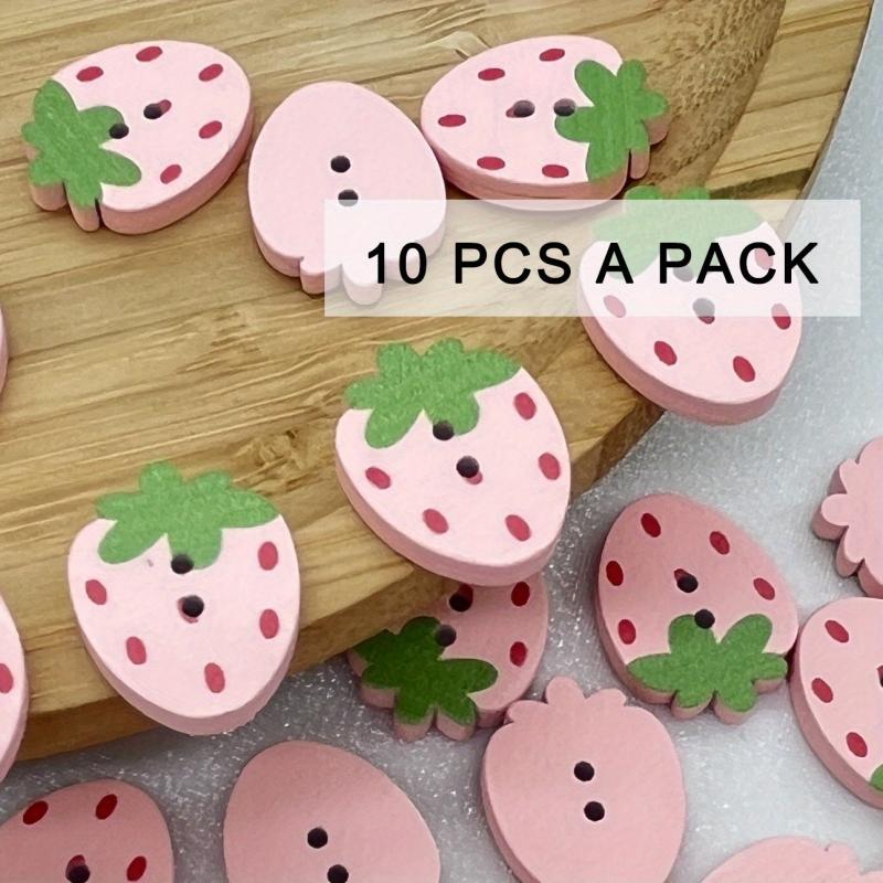 Red Pink Strawberry Wooden Buttons for Sewing DIY Craft