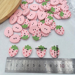 Red Pink Strawberry Wooden Buttons for Sewing DIY Craft