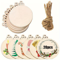 20pcs Unfinished Round Wooden Circles Blank Wooden Boards DIY Wooden Ornaments