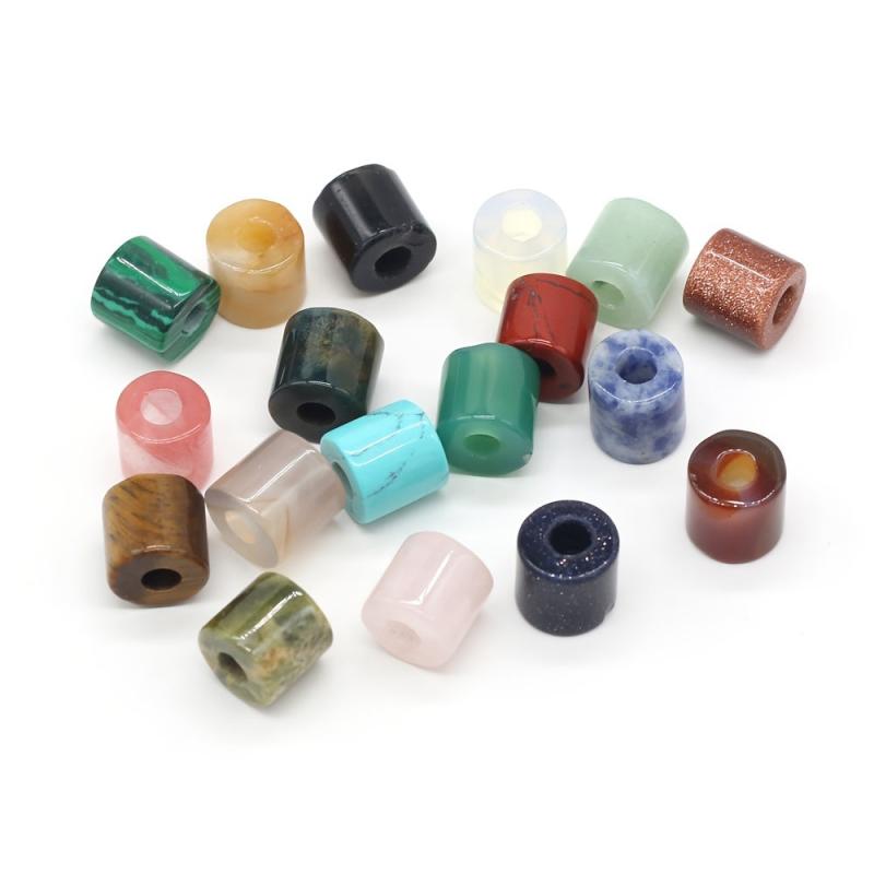 Natural Stone Cylindrical Beads 9mm, Hole 4mm