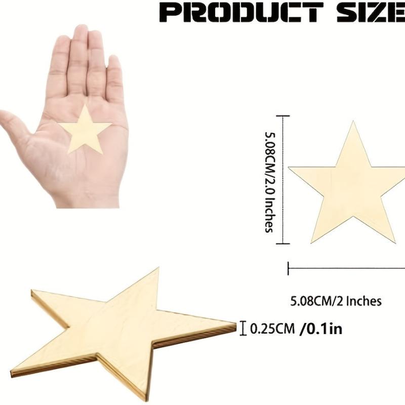 10pcs Wooden Unfinished Star Decoration DIY Christmas Wedding Crafts 2in
