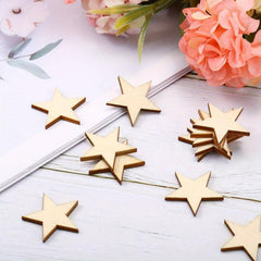 10pcs Wooden Unfinished Star Decoration DIY Christmas Wedding Crafts 2in