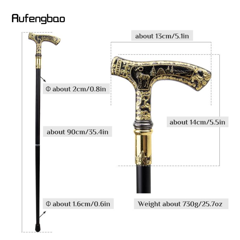Golden Goat Handle Walking Cane Decorative Gentleman Cosplay Cane