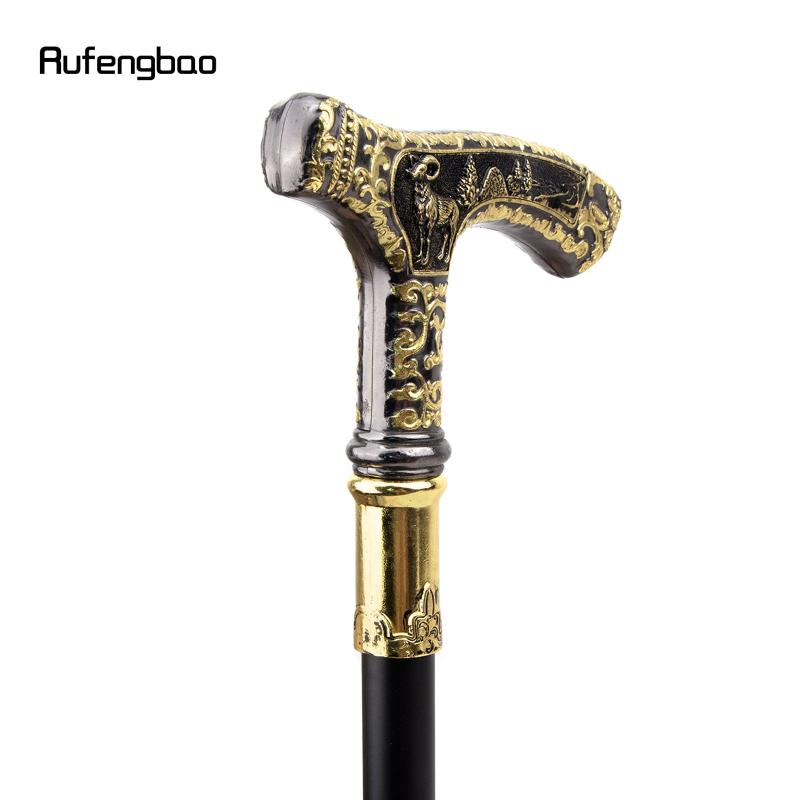 Golden Goat Handle Walking Cane Decorative Gentleman Cosplay Cane