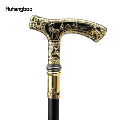 Golden Goat Handle Walking Cane Decorative Gentleman Cosplay Cane
