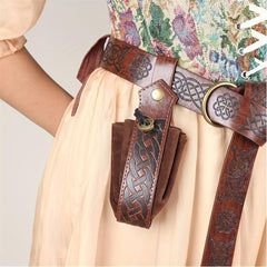 Medieval Viking PU Leather Belt & Pouch Set Halloween Cosplay Costume Props