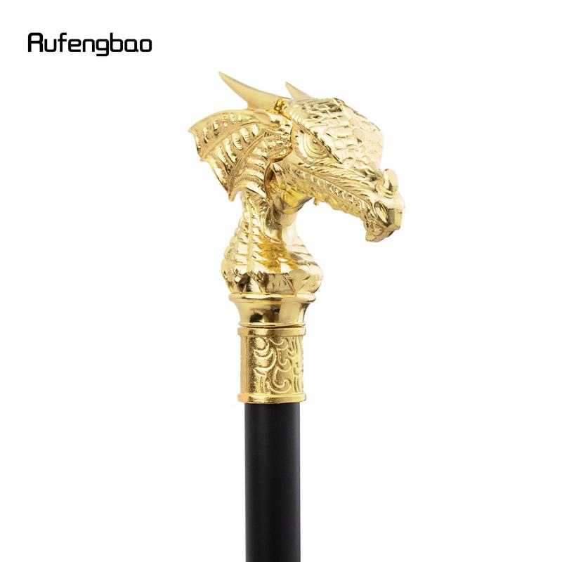 Golden Dragon Head Walking Cane Decorative Gentleman Cosplay Cane 36 61inch