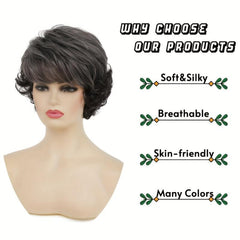 Brown Layered Wig Natural Fluffy Synthetic Hair Replacement Wig