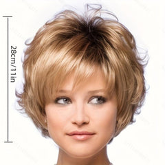 Brown Layered Wig Natural Fluffy Synthetic Hair Replacement Wig