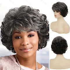 Brown Layered Wig Natural Fluffy Synthetic Hair Replacement Wig