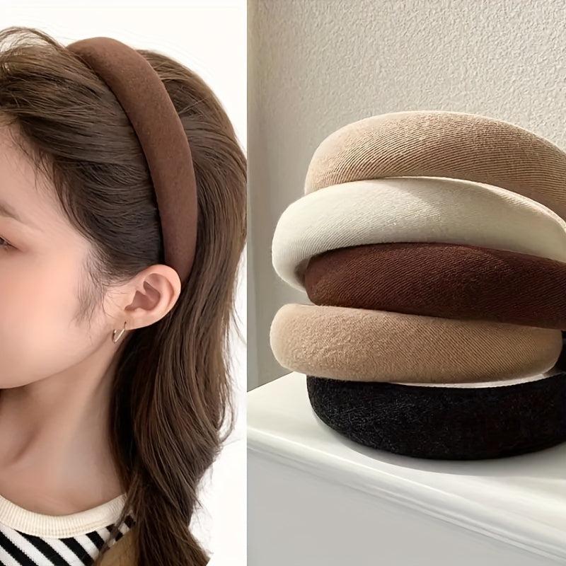 3pcs Women's Makeup Headband Sponge Padded Soft Fabric Solid Thick Headband