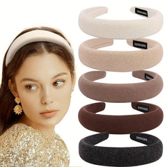 3pcs Women's Makeup Headband Sponge Padded Soft Fabric Solid Thick Headband