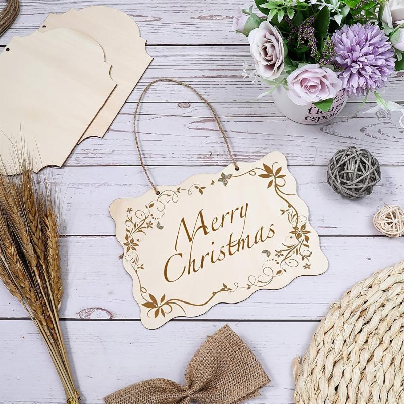 12pcs Unfinished Wood Sign Plates for DIY Crafts