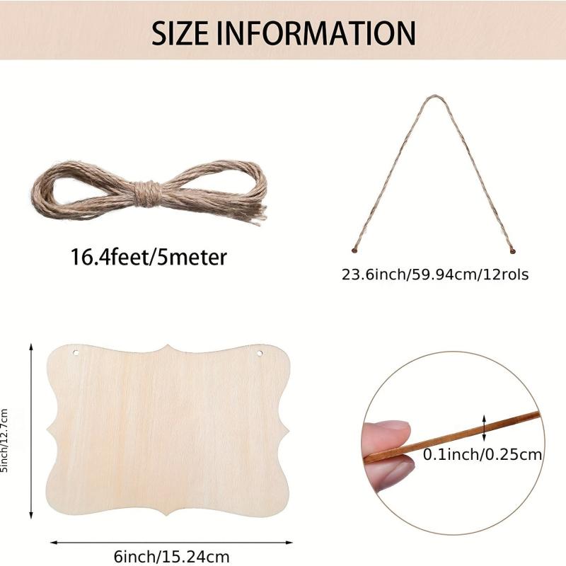 12pcs Unfinished Wood Sign Plates for DIY Crafts