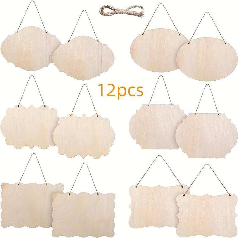 12pcs Unfinished Wood Sign Plates for DIY Crafts