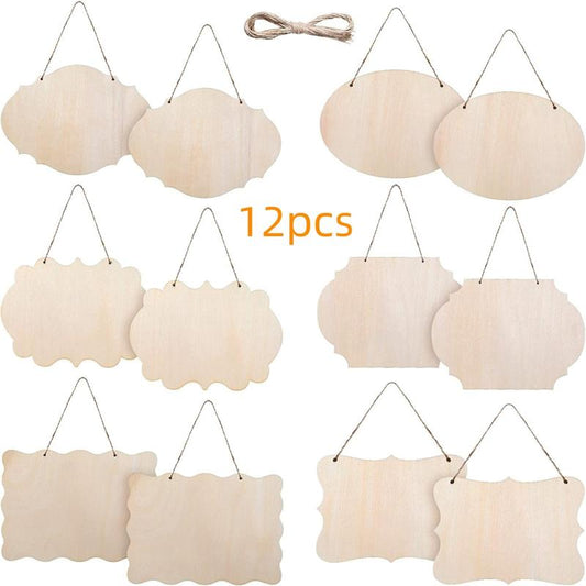 12pcs Unfinished Wood Sign Plates for DIY Crafts