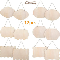 12pcs Unfinished Wood Sign Plates for DIY Crafts