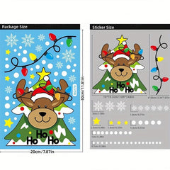 Christmas Decorative Stickers Glass Door Static Cling Reindeer Santa Window Stic