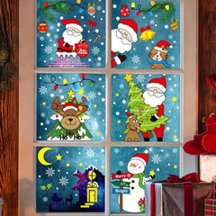 Christmas Decorative Stickers Glass Door Static Cling Reindeer Santa Window Stic