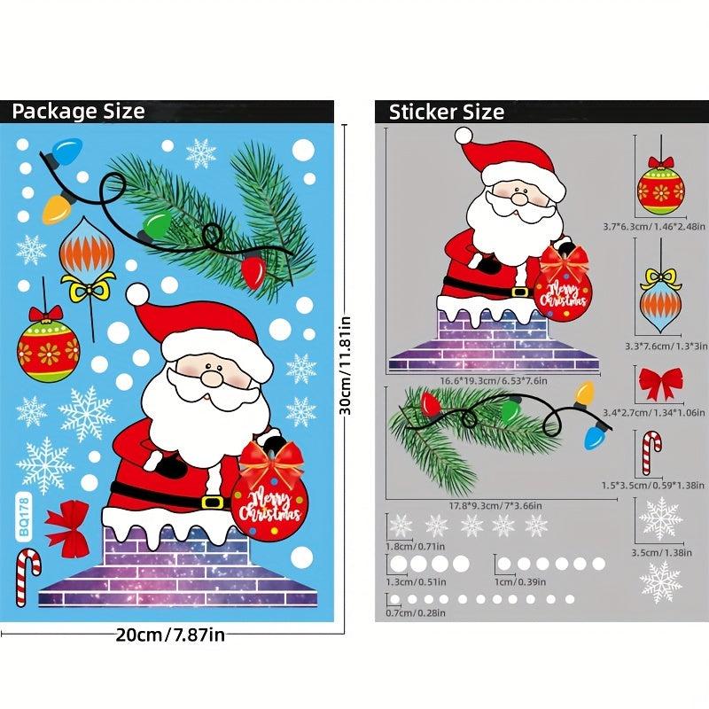 Christmas Decorative Stickers Glass Door Static Cling Reindeer Santa Window Stic