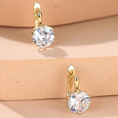 Six Claw Stone Drop Clip On Earrings Bride Wedding Jewelry Gift