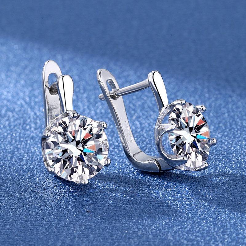 Six Claw Stone Drop Clip On Earrings Bride Wedding Jewelry Gift