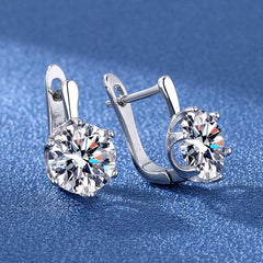 Six Claw Stone Drop Clip On Earrings Bride Wedding Jewelry Gift