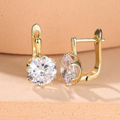 Six Claw Stone Drop Clip On Earrings Bride Wedding Jewelry Gift